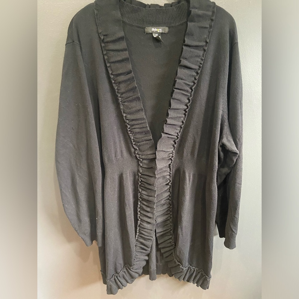 Black Ruffle Plus Size Cardigan